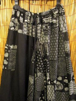 画像2: 黒色＋和風プリント＊切り替え＊コットン素材＊ふんわり＊サルエルパンツ