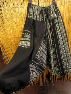 画像3: 黒色＋和風プリント＊切り替え＊コットン素材＊ふんわり＊サルエルパンツ