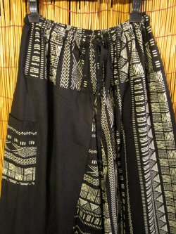 画像2: 黒色＋和風プリント＊切り替え＊コットン素材＊ふんわり＊サルエルパンツ