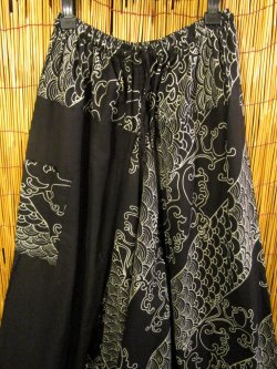 画像2: 黒色＋和風プリント＊切り替え＊コットン素材＊ふんわり＊サルエルパンツ