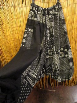 画像3: 黒色＋和風プリント＊切り替え＊コットン素材＊ふんわり＊サルエルパンツ