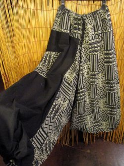 画像3: 黒色＋和風プリント＊切り替え＊コットン素材＊ふんわり＊サルエルパンツ