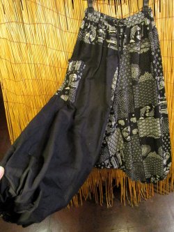 画像3: 黒色＋和風プリント＊切り替え＊コットン素材＊ふんわり＊サルエルパンツ