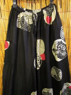画像2: 黒色＋和風プリント＊切り替え＊コットン素材＊ふんわり＊サルエルパンツ
