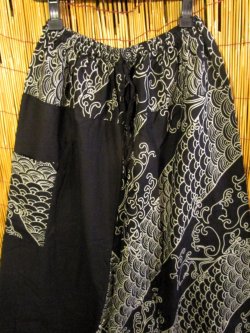 画像2: 黒色＋和風プリント＊切り替え＊コットン素材＊ふんわり＊サルエルパンツ