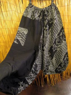 画像3: 黒色＋和風プリント＊切り替え＊コットン素材＊ふんわり＊サルエルパンツ