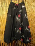 黒色＋和風プリント＊切り替え＊コットン素材＊ふんわり＊サルエルパンツ