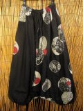 黒色＋和風プリント＊切り替え＊コットン素材＊ふんわり＊サルエルパンツ