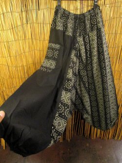 画像3: 黒色＋和風プリント＊切り替え＊コットン素材＊ふんわり＊サルエルパンツ