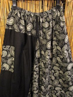 画像2: 黒色＋和風プリント＊切り替え＊コットン素材＊ふんわり＊サルエルパンツ