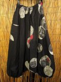 黒色＋和風プリント＊切り替え＊コットン素材＊ふんわり＊サルエルパンツ