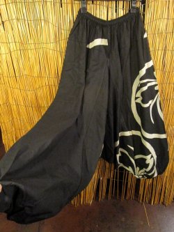 画像3: 黒色＋和風プリント＊切り替え＊コットン素材＊ふんわり＊サルエルパンツ