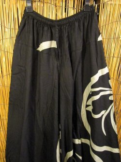 画像2: 黒色＋和風プリント＊切り替え＊コットン素材＊ふんわり＊サルエルパンツ