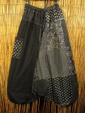 黒色＋和風プリント＊切り替え＊コットン素材＊ふんわり＊サルエルパンツ