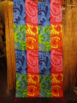 画像1: レトロ調プリント＊ポリエステル素材＊タッセル付き＊大判ストール＊マルチクロス