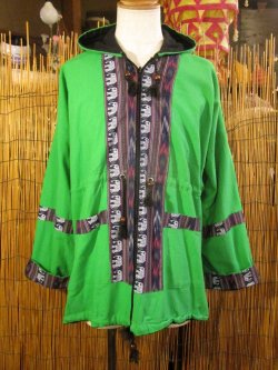 画像1: リバーシブル＊コットン素材＊象さんライン＊フード付き＊アウター