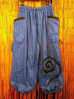 画像1: 渦巻きプリント＊コットン素材＊カーゴタイプ＊ふんわり＊アラジンパンツ