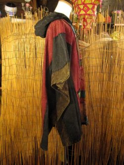 画像2: ストーンウォッシュ＊コットン素材＊ゆったりサイズ＊パッチワーク＊フード付き＊ポンチョ