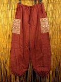 織り柄＊パッチポケット＊コットン素材＊アラジンパンツ