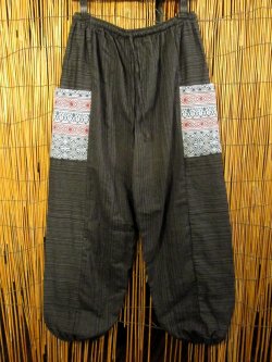画像1: 織り柄＊パッチポケット＊コットン素材＊アラジンパンツ