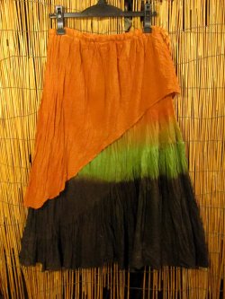 画像1: 手染め＊コットン素材＊別生地付き＊グラデーションカラー＊変型＊ロングスカート