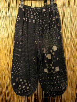 画像1: 粗織り＊コットン素材＊和風プリント＊もんぺ風＊アラジンパンツ 