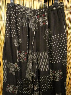 画像2: 粗織り＊コットン素材＊和風プリント＊もんぺ風＊アラジンパンツ 