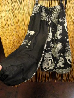 画像3: 黒色＋和風プリント＊切り替え＊コットン素材＊ふんわり＊サルエルパンツ