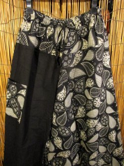 画像2: 黒色＋和風プリント＊切り替え＊コットン素材＊ふんわり＊サルエルパンツ