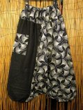黒色＋和風プリント＊切り替え＊コットン素材＊ふんわり＊サルエルパンツ