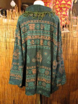 画像3: ストーンウォッシュ＆ラムナミプリント＊コットン素材＊ゆったりサイズ＊２ＷＡＹ＊フリンジ＊スナフキン＊旅人風コート