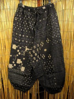 画像1: 粗織り＊コットン素材＊和風プリント＊もんぺ風＊アラジンパンツ 