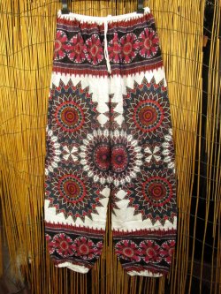 画像1: 曼荼羅風プリント＊レーヨン素材＊すっきり＊アラジンパンツ＊タイパンツ