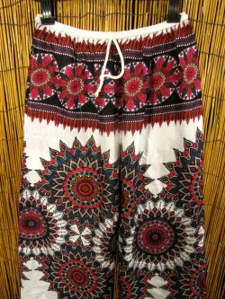 画像2: 曼荼羅風プリント＊レーヨン素材＊すっきり＊アラジンパンツ＊タイパンツ