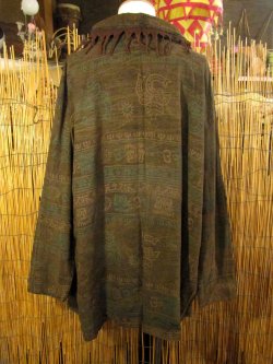 画像3: ストーンウォッシュ＆ラムナミプリント＊コットン素材＊ゆったりサイズ＊２ＷＡＹ＊フリンジ＊スナフキン＊旅人風コート