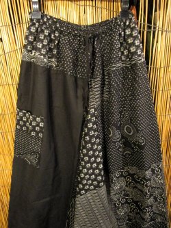 画像2: 黒色＋和風プリント＊切り替え＊コットン素材＊ふんわり＊サルエルパンツ