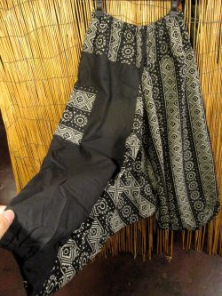 画像3: 黒色＋和風プリント＊切り替え＊コットン素材＊ふんわり＊サルエルパンツ