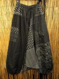 黒色＋和風プリント＊切り替え＊コットン素材＊ふんわり＊サルエルパンツ