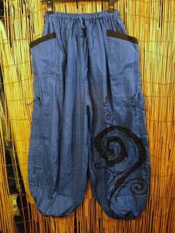 画像1: 渦巻きプリント＊コットン素材＊カーゴタイプ＊ふんわり＊アラジンパンツ