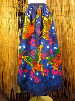 画像1: バタフライ＆フラワープリント＊コットン素材＊フレアー＊ロングスカート