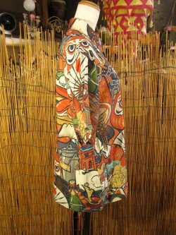 画像2: 和風プリント＊コットン＆リネン混紡＊個性的＊半袖＊アロハシャツ ＊Ｍ