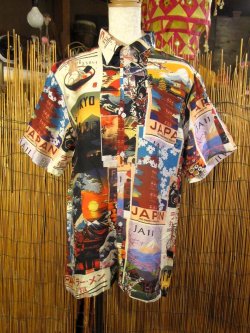 画像1: 和風プリント＊コットン＆リネン混紡＊個性的＊半袖＊アロハシャツ ＊Ｍ