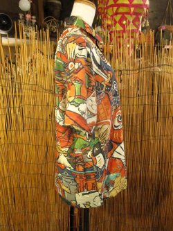 画像2: 和風プリント＊コットン＆リネン混紡＊個性的＊半袖＊アロハシャツ ＊Ｍ