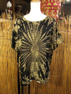 画像1: モノトーンタイダイ染め＊レーヨン素材＊半袖＊プルオーバー