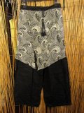 和風プリントコットン素材＊エプロン風＊別生地付き＊変型ロングパンツ