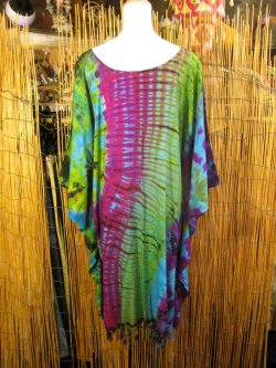 画像3: タイダイ染め＊レーヨン素材＊ゆったりサイズ＊フリンジ＊ポンチョ