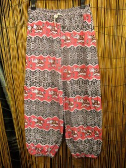 画像1: 象さんプリント＊ポリエステル素材＊アラジンパンツ＊タイパンツ