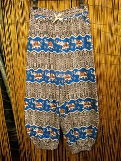 画像1: 象さんプリント＊ポリエステル素材＊アラジンパンツ＊タイパンツ