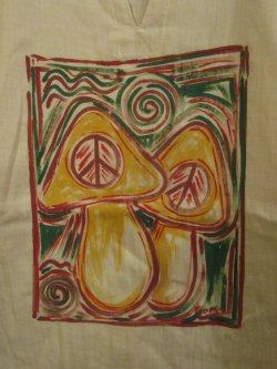 画像2: マッシュルーム＆ピースマーク＊ハンドペイント＊Ｗコットン素材＊ハーフスリーブ＊プルオーバー