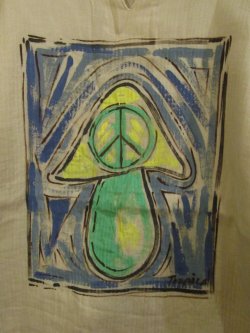 画像2: マッシュルーム＆ピースマーク＊ハンドペイント＊Ｗコットン素材＊ハーフスリーブ＊プルオーバー